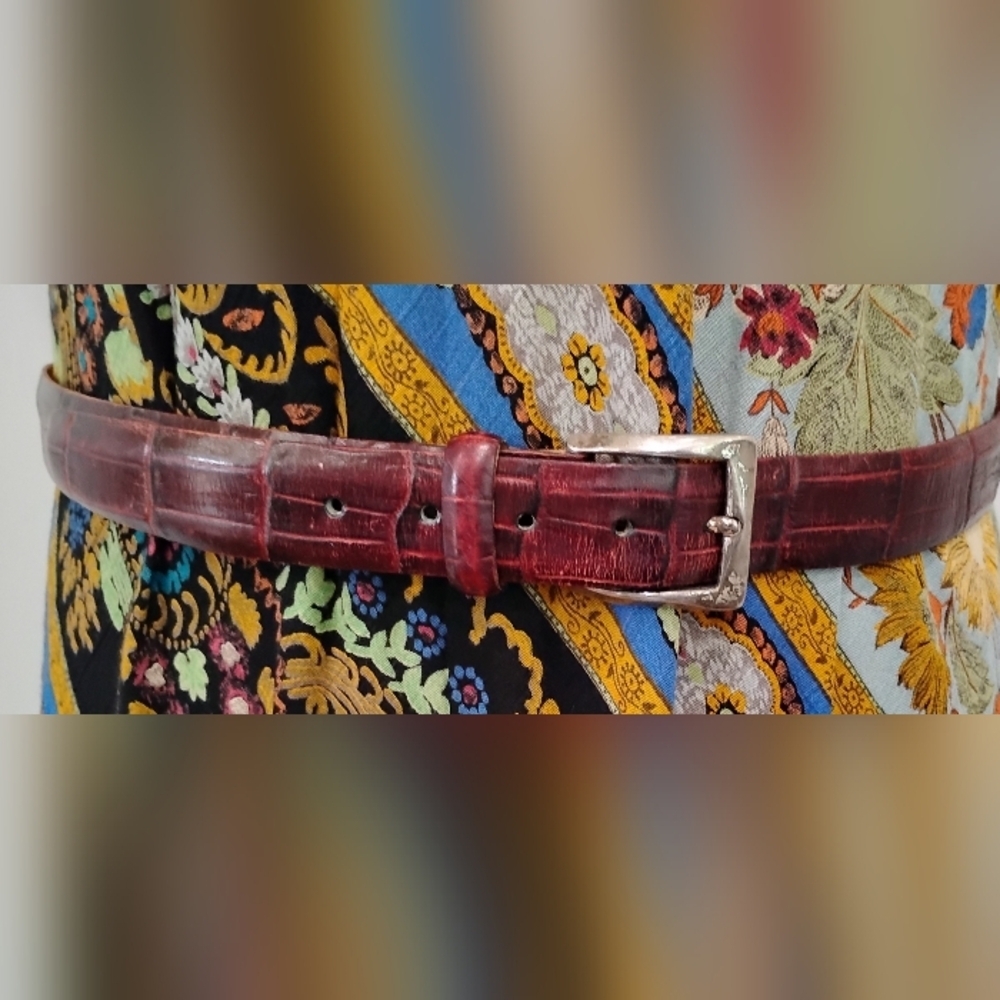 MARTIN DINGMAN ALLIGATOR GRAIN ITALIAN CALFSKIN BELT